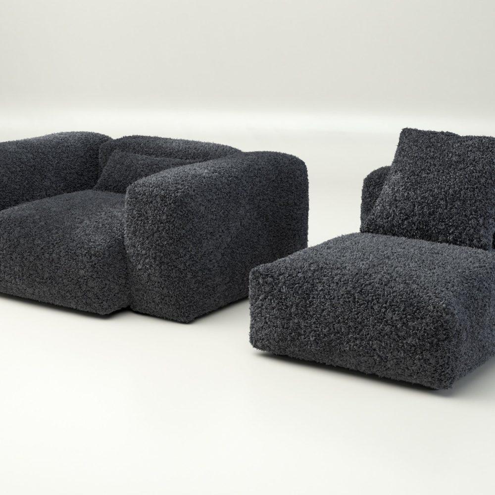 vetsak | Sofa Set 02 Medium - doodle - dark grey | Modular Sofa | 2.5 Seater | Big Sofa