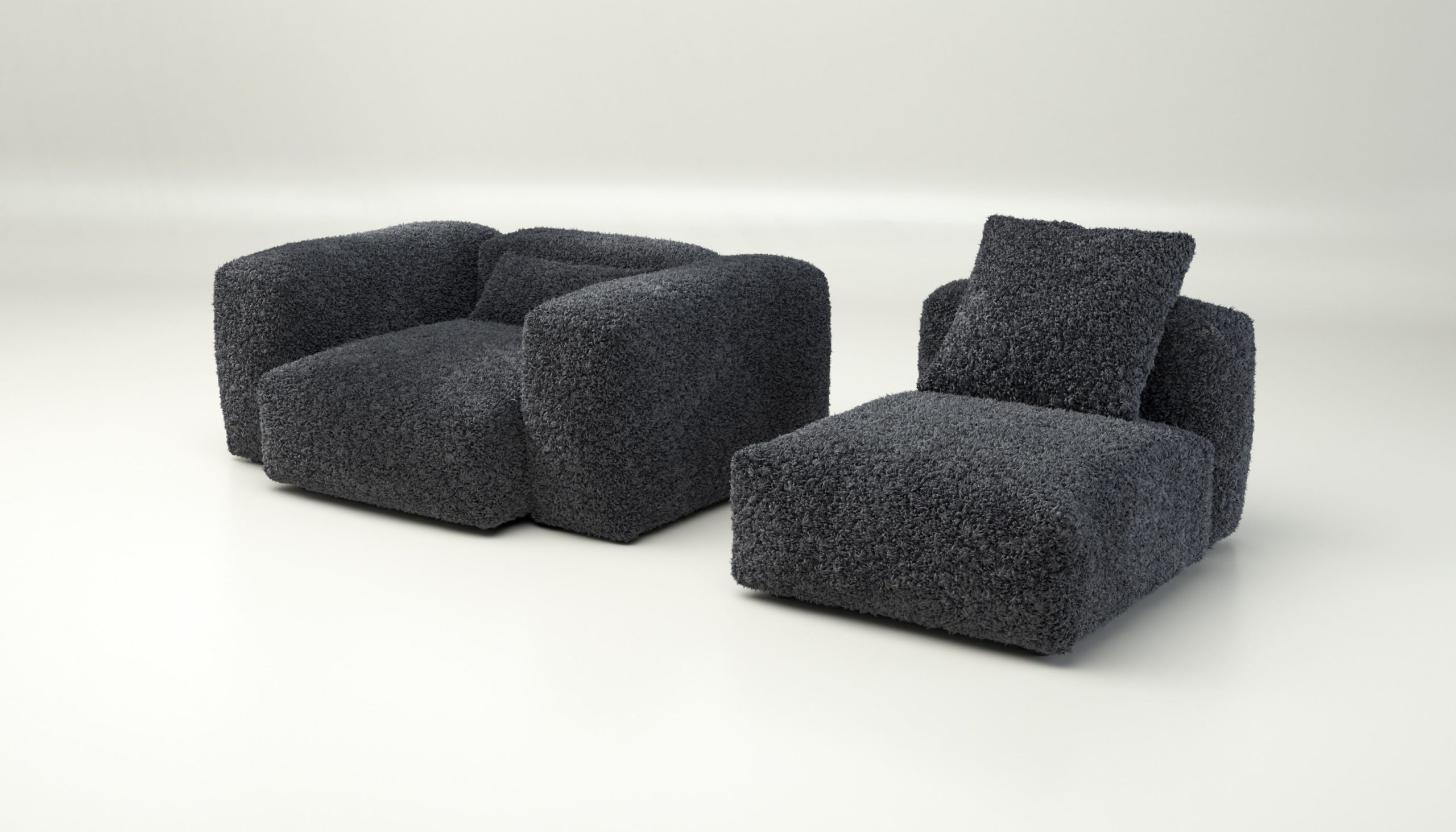 vetsak | Sofa Set 02 Medium - doodle - dark grey | Modular Sofa | 2.5 Seater | Big Sofa