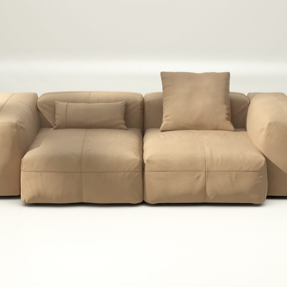 vetsak | Sofa Set 02 Medium - leather - beige | Modular Sofa | 2.5 Seater | Big Sofa