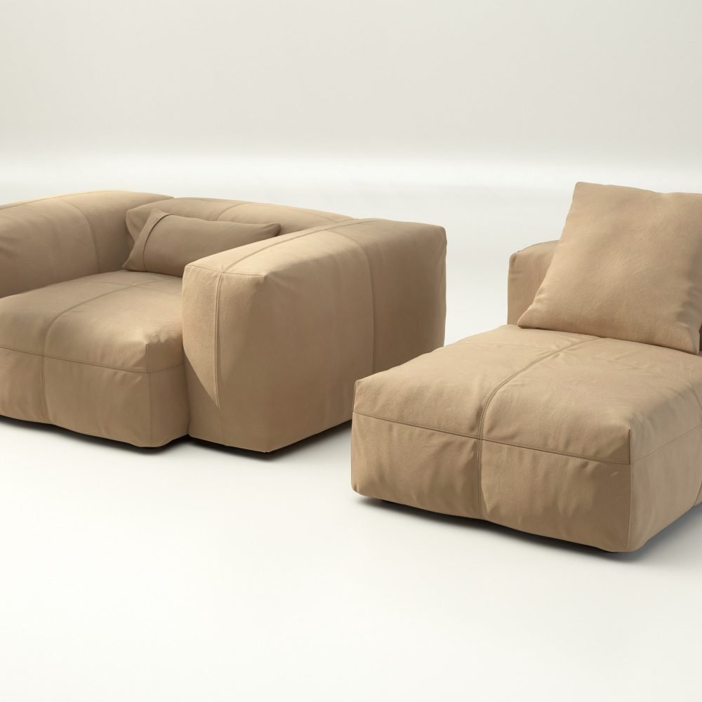 vetsak | Sofa Set 02 Medium - leather - beige | Modular Sofa | 2.5 Seater | Big Sofa