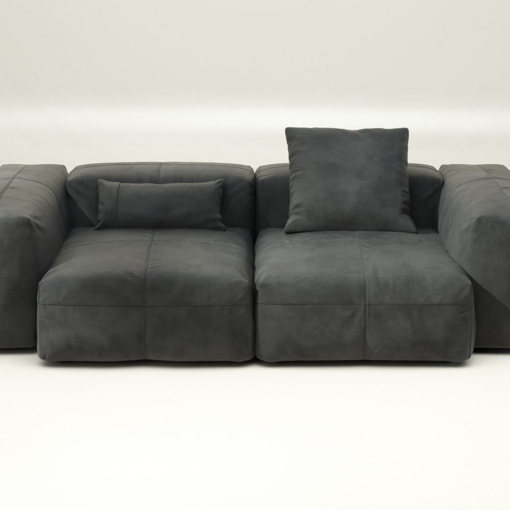 vetsak | Sofa Set 02 Medium - leather - dark grey | Modular Sofa | 2.5 Seater | Big Sofa
