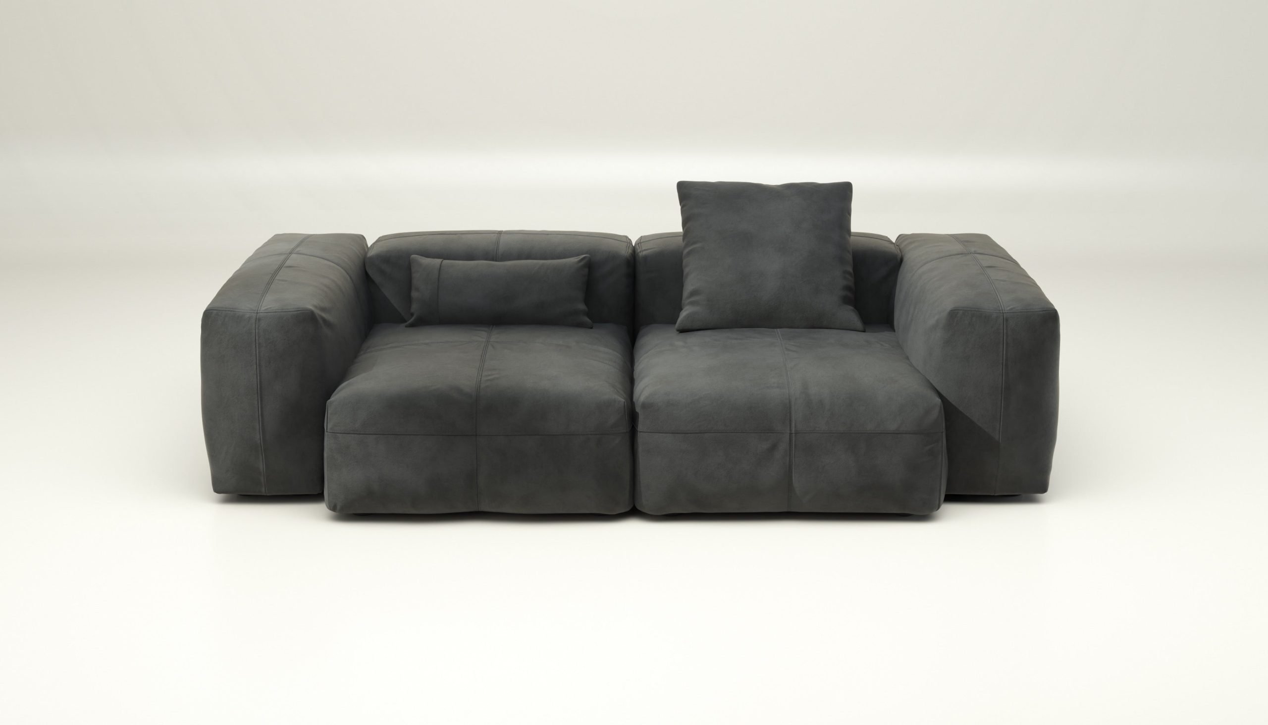 vetsak | Sofa Set 02 Medium - leather - dark grey | Modular Sofa | 2.5 Seater | Big Sofa