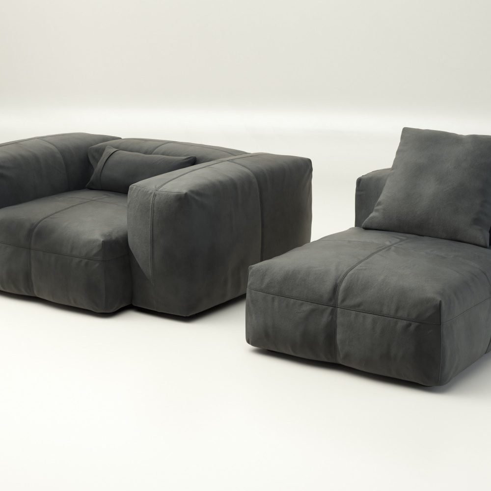vetsak | Sofa Set 02 Medium - leather - dark grey | Modular Sofa | 2.5 Seater | Big Sofa