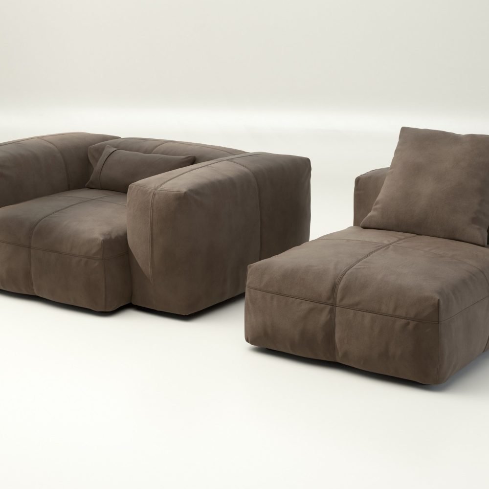 vetsak | Sofa Set 02 Medium - leather - cacao | Modular Sofa | 2.5 Seater | Big Sofa