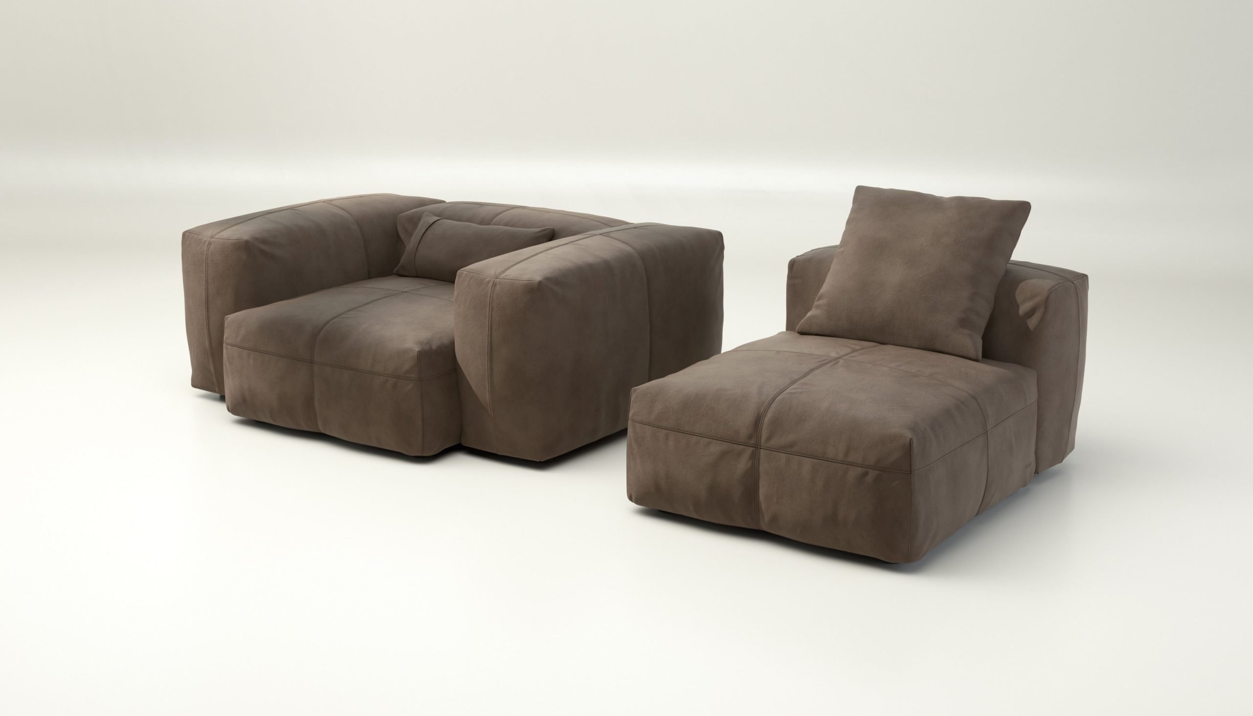 vetsak | Sofa Set 02 Medium - leather - cacao | Modular Sofa | 2.5 Seater | Big Sofa