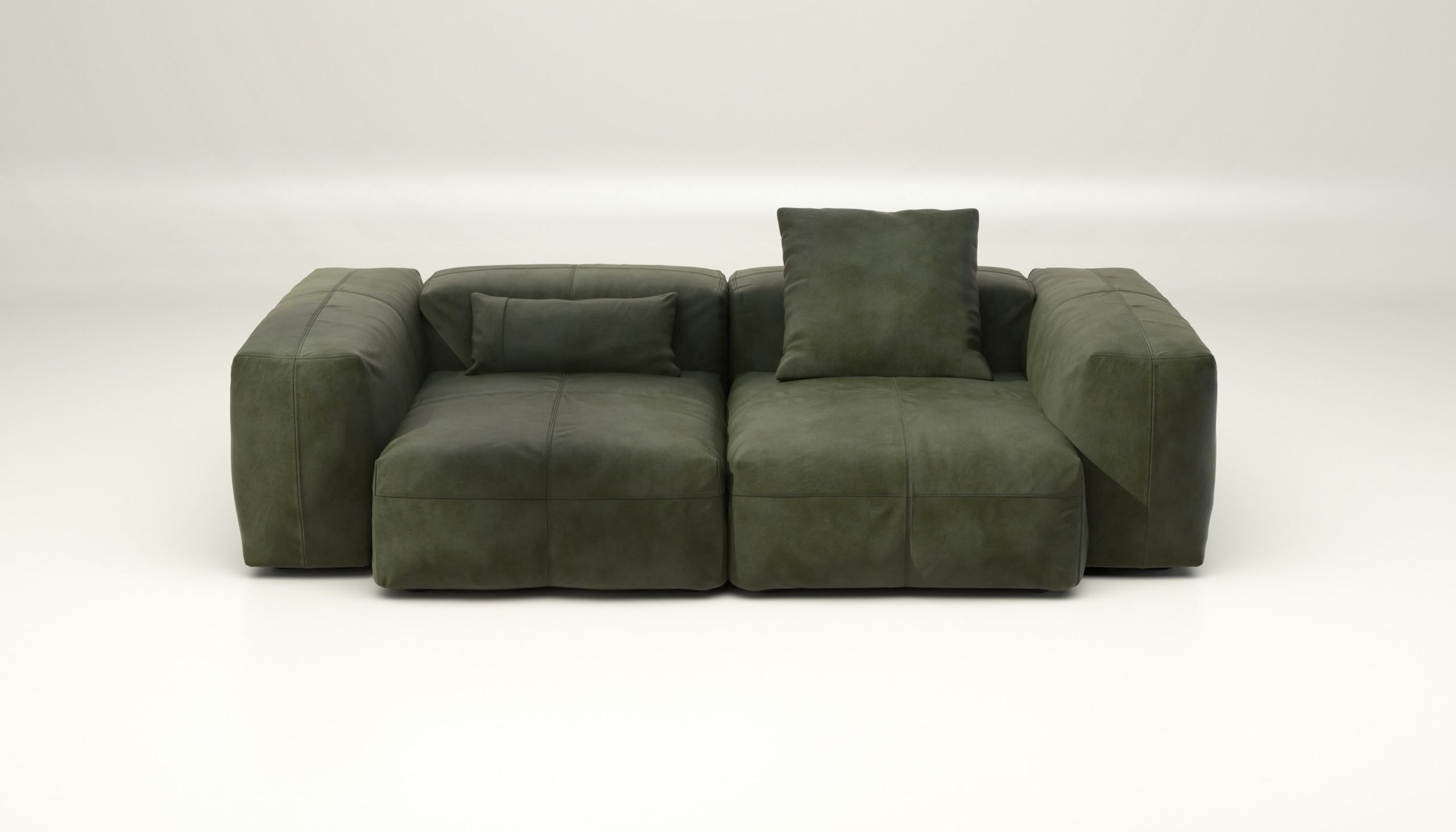vetsak | Sofa Set 02 Medium - leather - olive | Modular Sofa | 2.5 Seater | Big Sofa