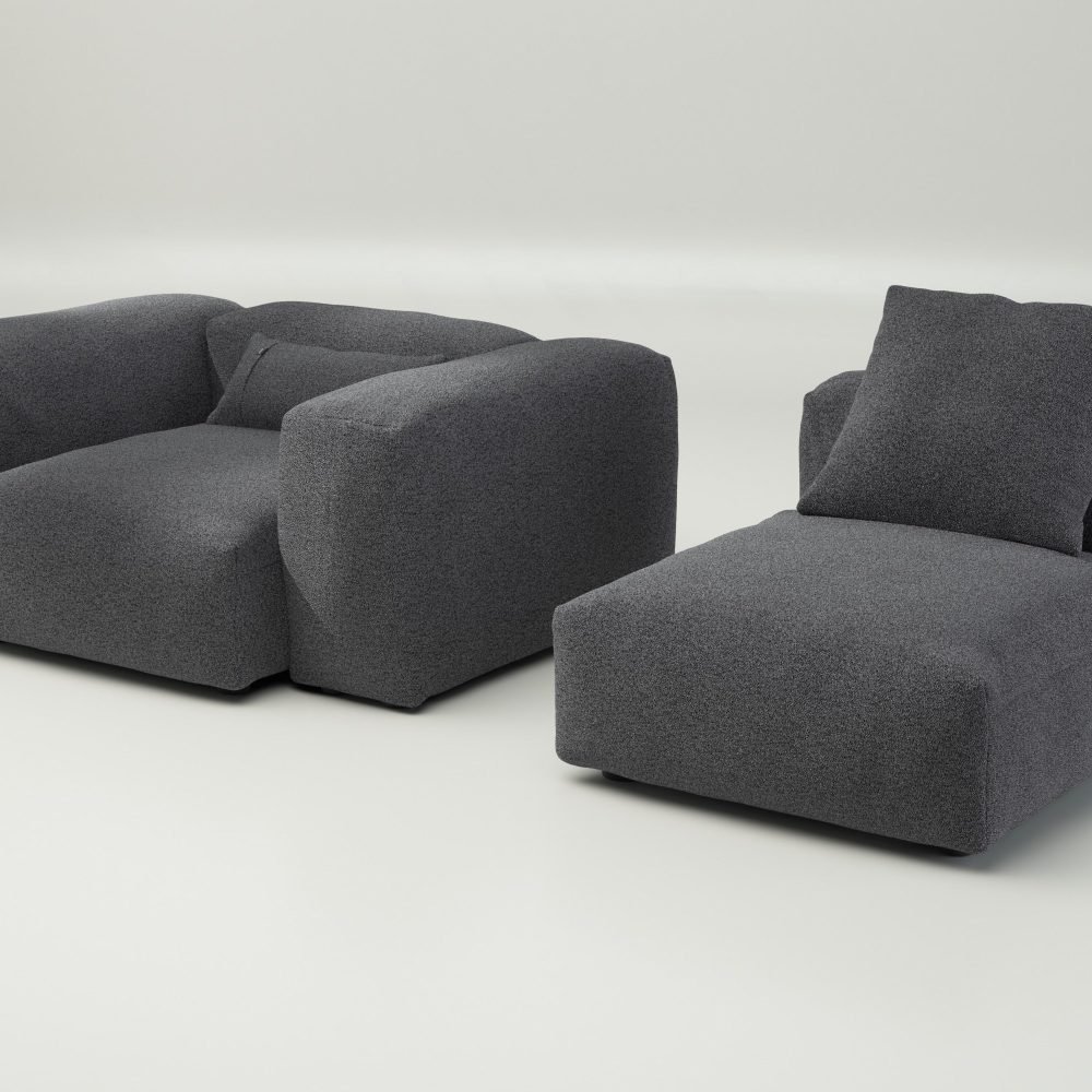 vetsak | Sofa Set 02 Medium - loop loop - anthracite | Modular Sofa | 2.5 Seater | Big Sofa