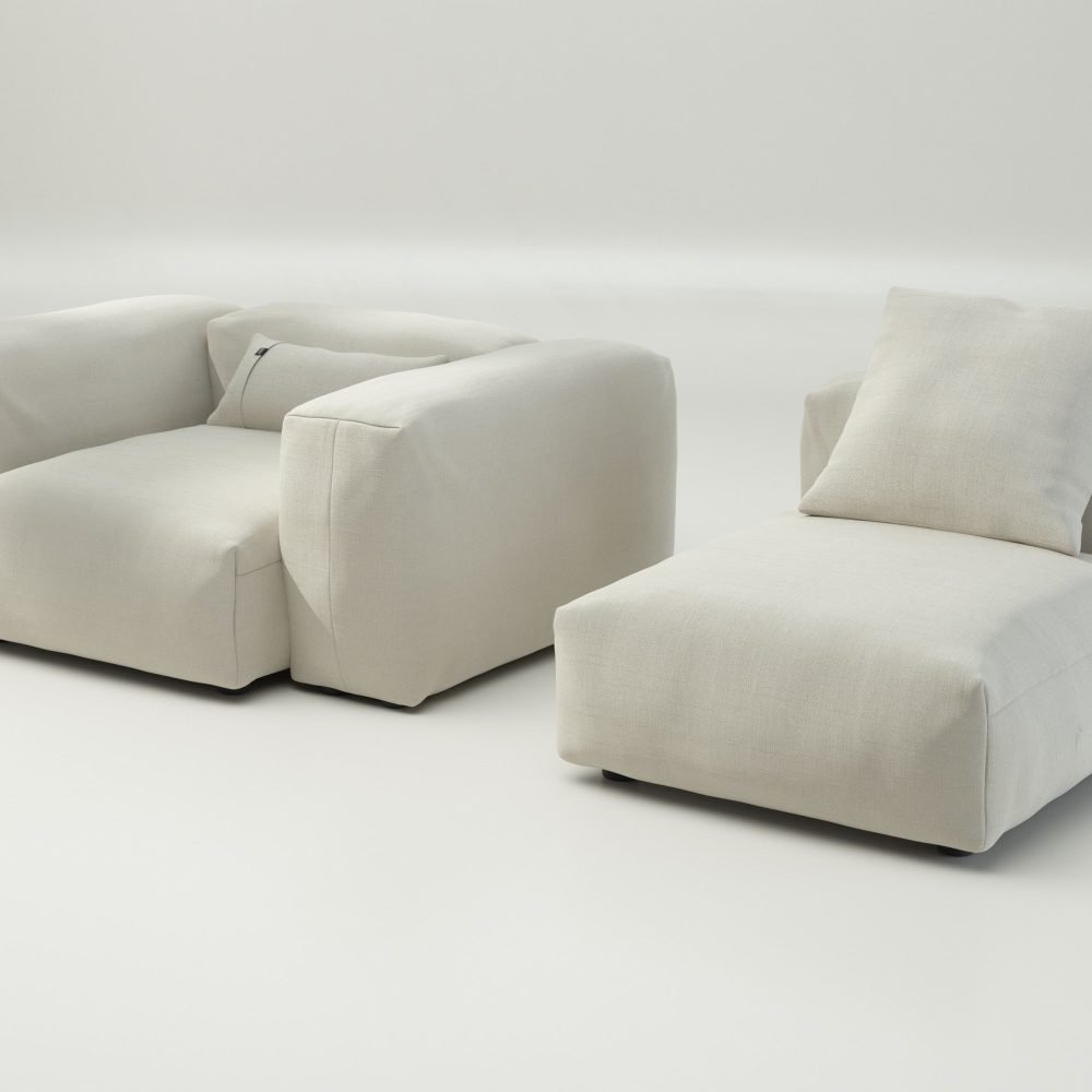 vetsak | Sofa Set 02 Medium - pique - creme | Modular Sofa | 2.5 Seater | Big Sofa