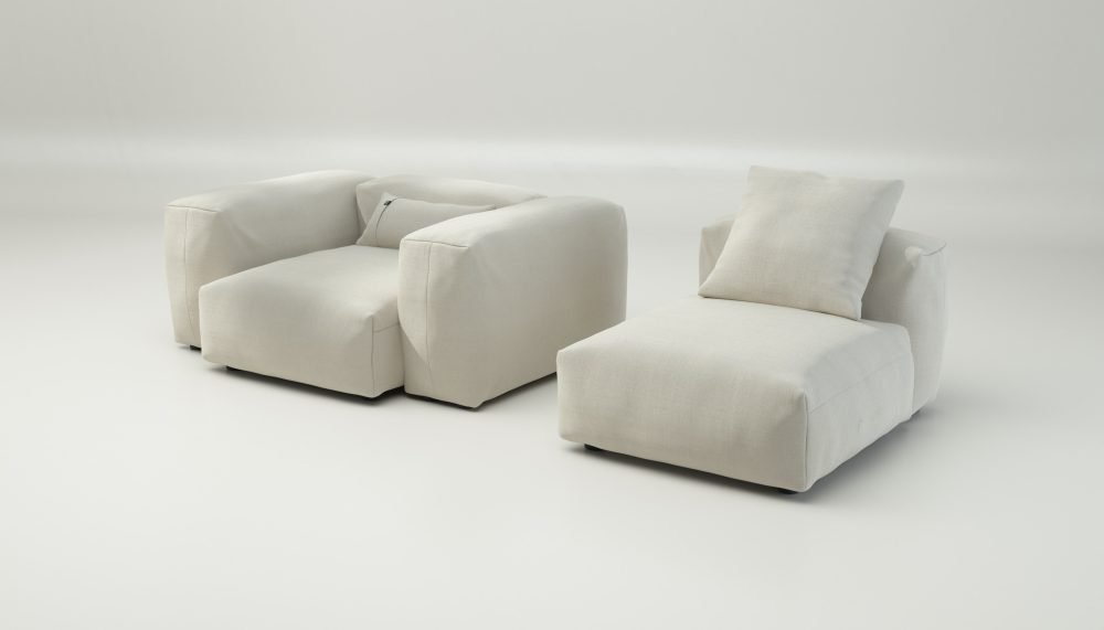 vetsak | Sofa Set 02 Medium - pique - creme | Modular Sofa | 2.5 Seater | Big Sofa