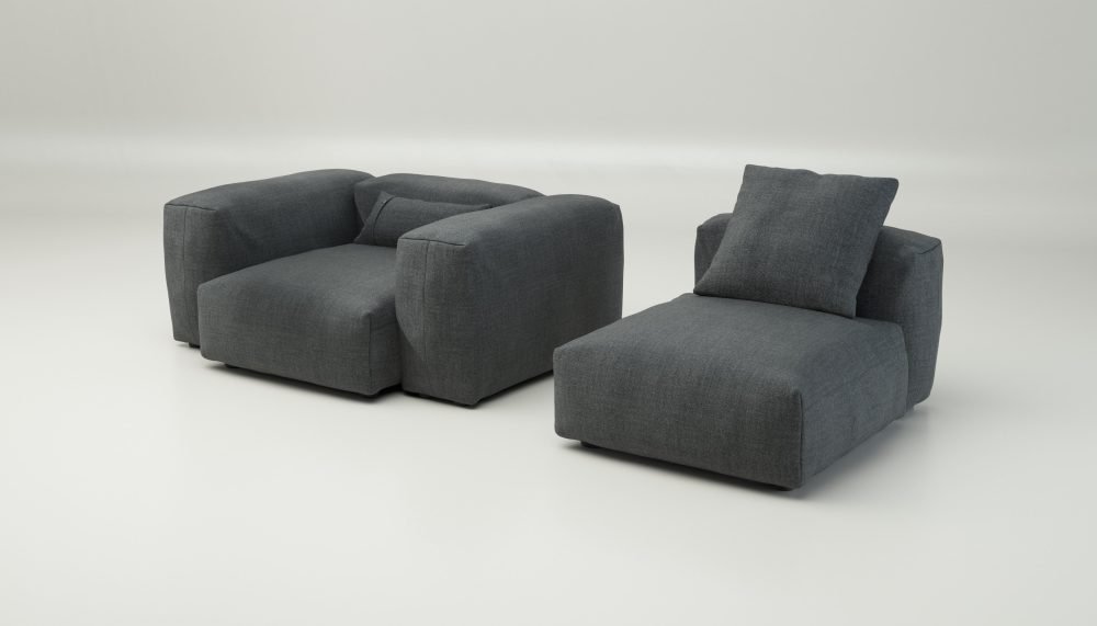 vetsak | Sofa Set 02 Medium - pique - dark grey | Modular Sofa | 2.5 Seater | Big Sofa
