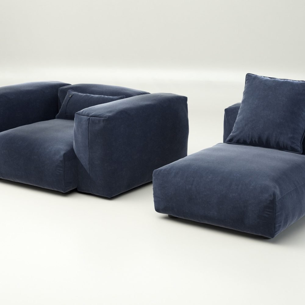vetsak | Sofa Set 02 Medium - suave - navy | Modular Sofa | 2.5 Seater | Big Sofa