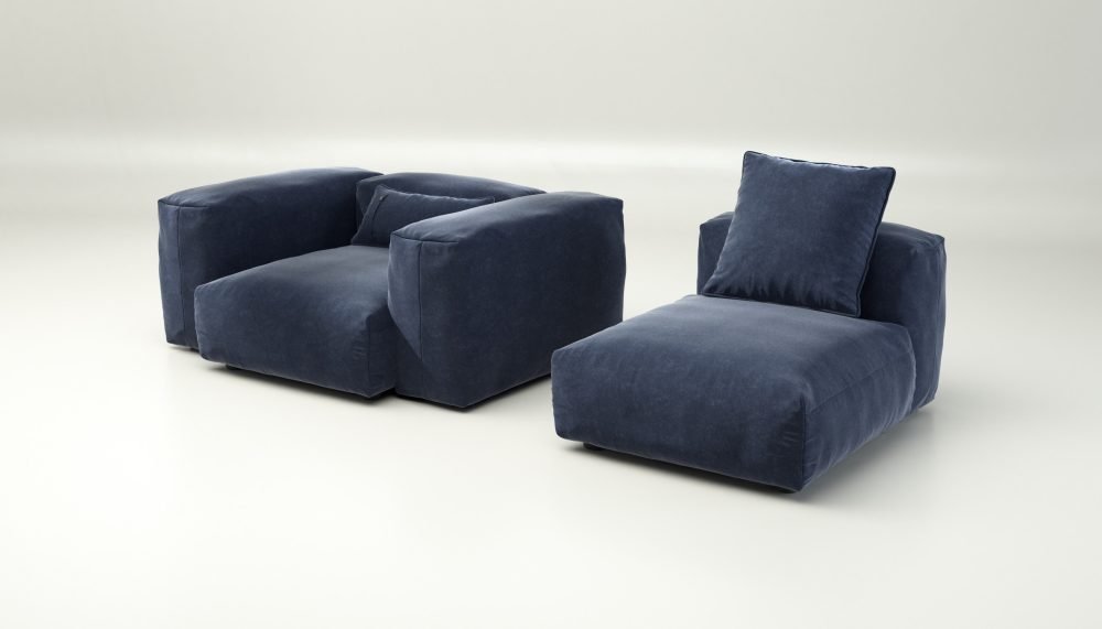vetsak | Sofa Set 02 Medium - suave - navy | Modular Sofa | 2.5 Seater | Big Sofa