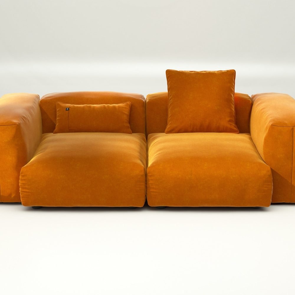 vetsak | Sofa Set 02 Medium - suave - orange blaze | Modular Sofa | 2.5 Seater | Big Sofa