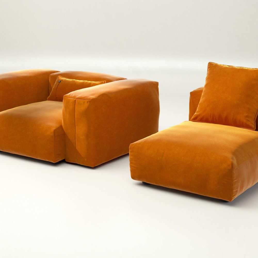 vetsak | Sofa Set 02 Medium - suave - orange blaze | Modular Sofa | 2.5 Seater | Big Sofa