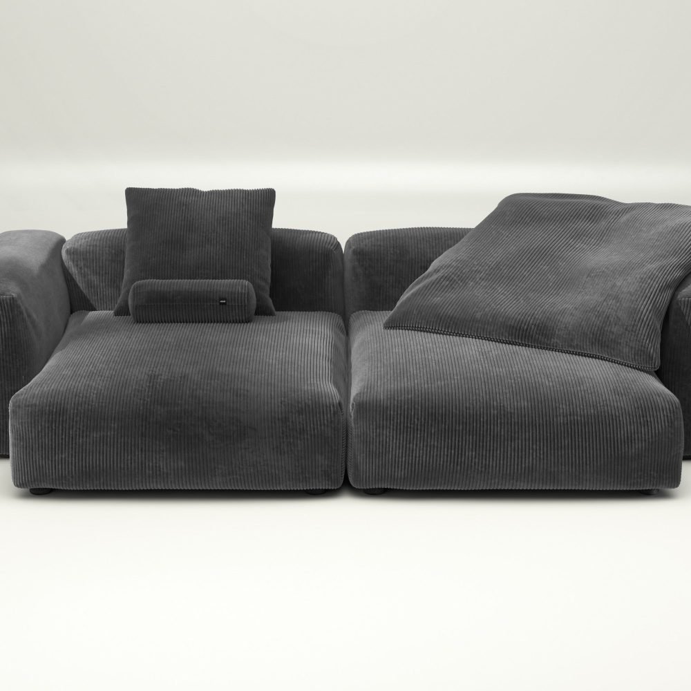 vetsak | Sofa Set 02 XLarge - cord velour - dark grey | Modular Sofa | 3.5 Seater | Big Sofa