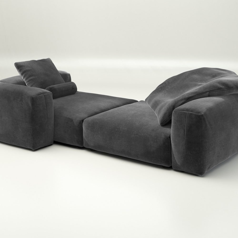 vetsak | Sofa Set 02 XLarge - cord velour - dark grey | Modular Sofa | 3.5 Seater | Big Sofa