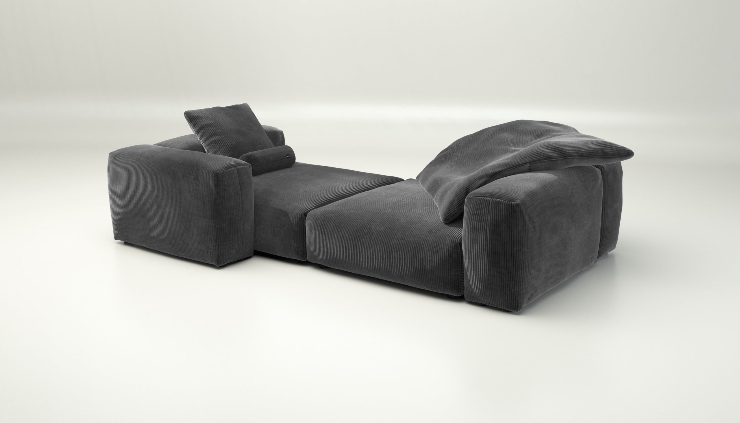 vetsak | Sofa Set 02 XLarge - cord velour - dark grey | Modular Sofa | 3.5 Seater | Big Sofa