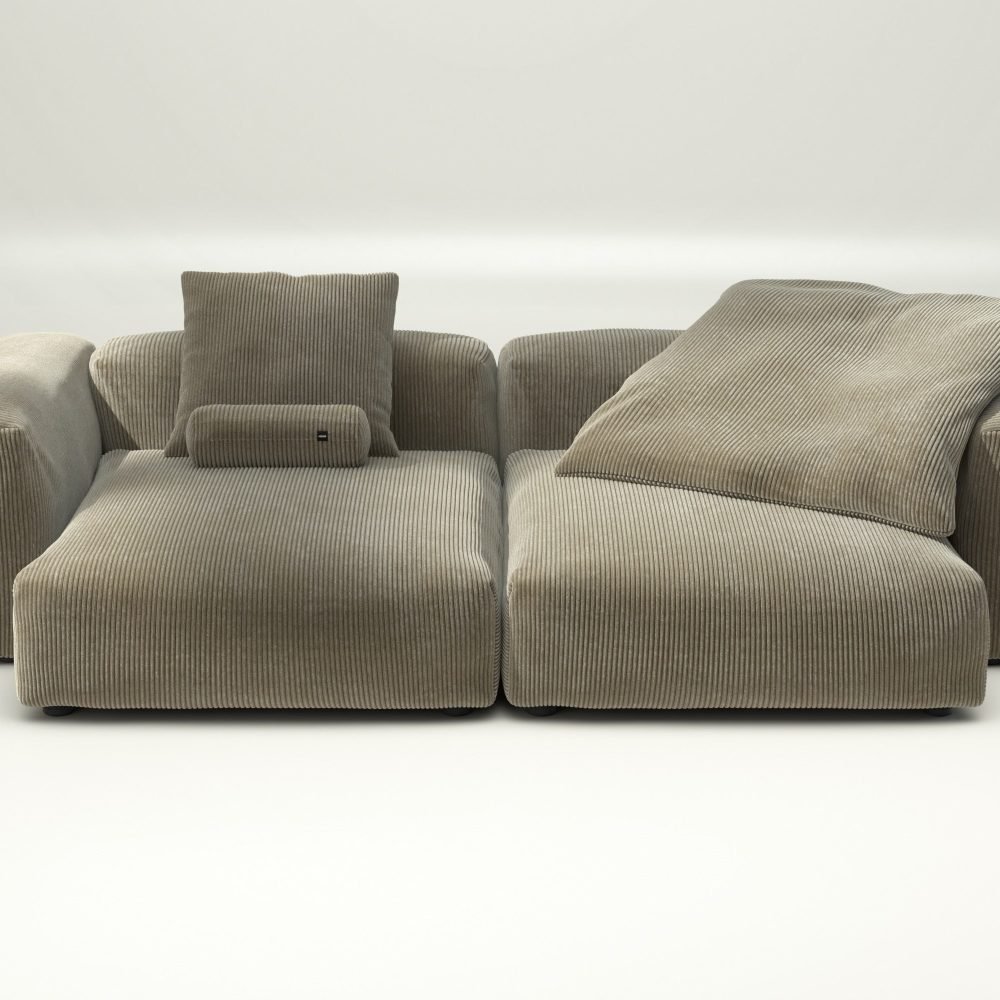vetsak | Sofa Set 02 XLarge - cord velour - khaki | Modular Sofa | 3.5 Seater | Big Sofa