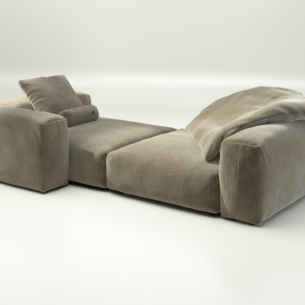 vetsak | Sofa Set 02 XLarge - cord velour - khaki | Modular Sofa | 3.5 Seater | Big Sofa