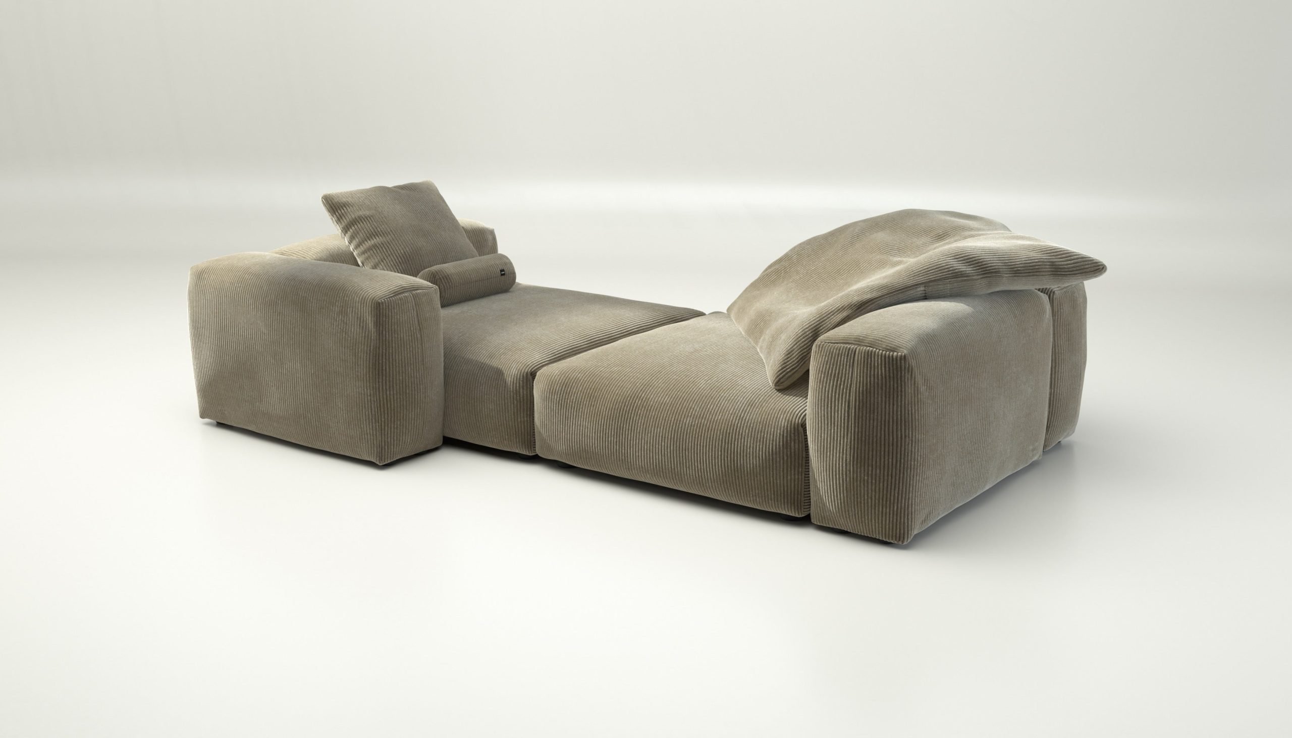 vetsak | Sofa Set 02 XLarge - cord velour - khaki | Modular Sofa | 3.5 Seater | Big Sofa