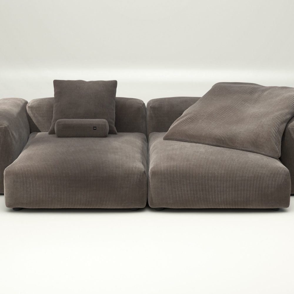 vetsak | Sofa Set 02 XLarge - cord velour - mocha | Modular Sofa | 3.5 Seater | Big Sofa