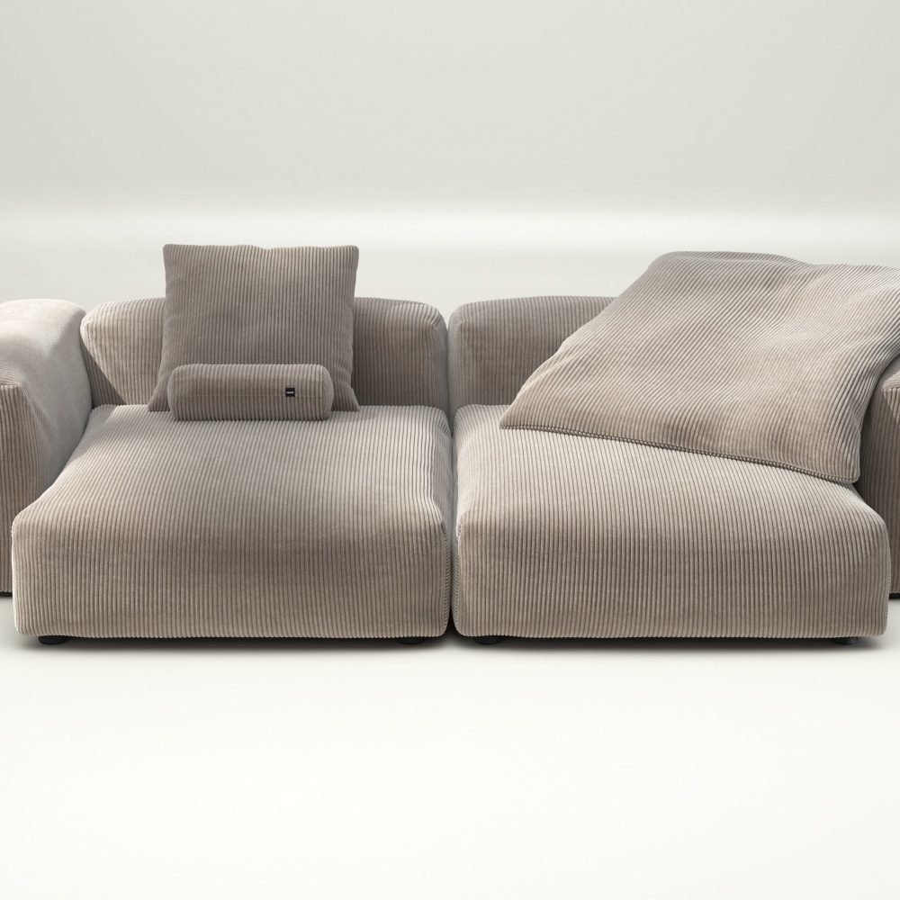 vetsak | Sofa Set 02 XLarge - cord velour - platinum | Modular Sofa | 3.5 Seater | Big Sofa