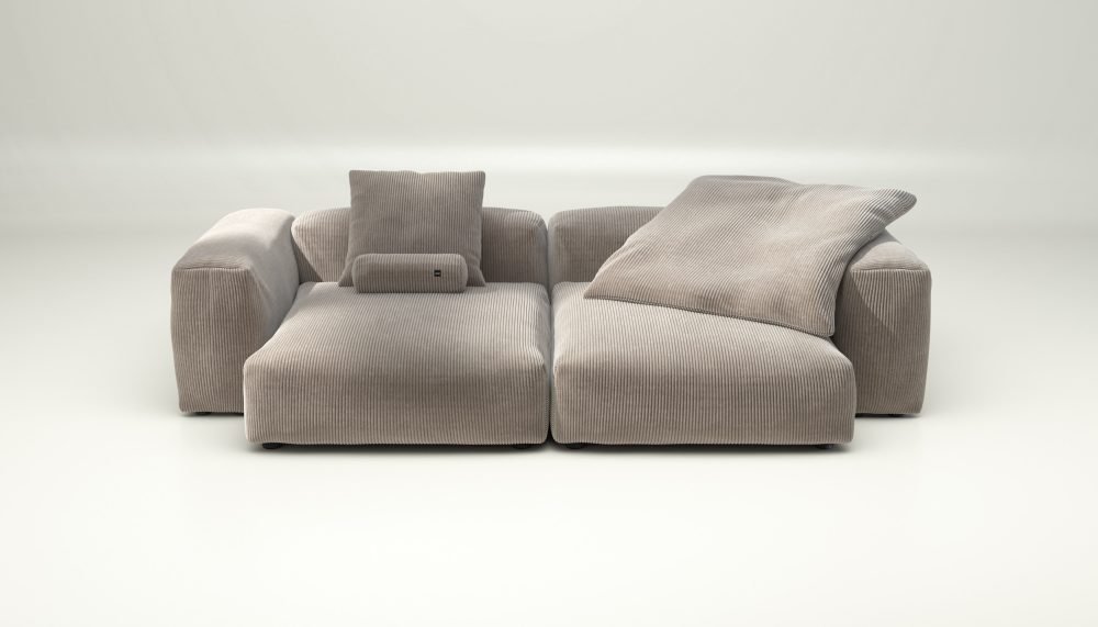 vetsak | Sofa Set 02 XLarge - cord velour - platinum | Modular Sofa | 3.5 Seater | Big Sofa
