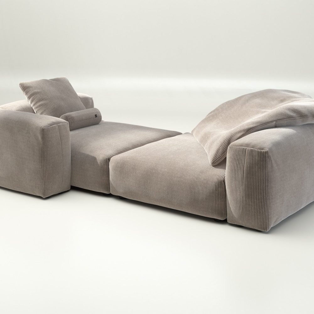 vetsak | Sofa Set 02 XLarge - cord velour - platinum | Modular Sofa | 3.5 Seater | Big Sofa