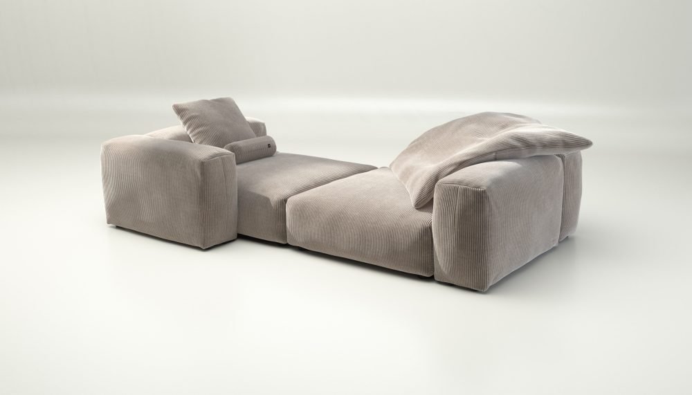 vetsak | Sofa Set 02 XLarge - cord velour - platinum | Modular Sofa | 3.5 Seater | Big Sofa