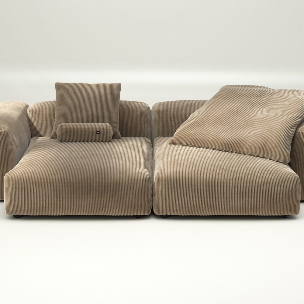 vetsak | Sofa Set 02 XLarge - cord velour - sand | Modular Sofa | 3.5 Seater | Big Sofa