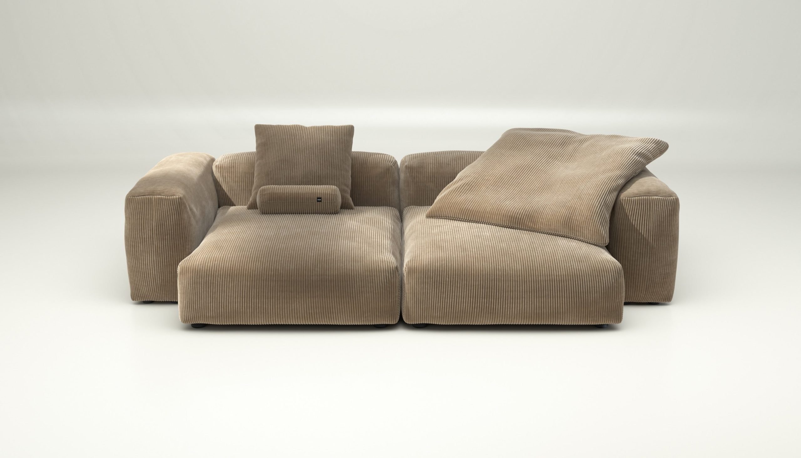 vetsak | Sofa Set 02 XLarge - cord velour - sand | Modular Sofa | 3.5 Seater | Big Sofa