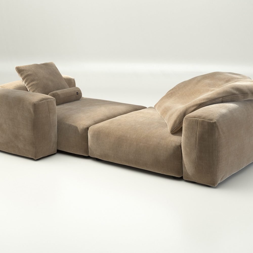 vetsak | Sofa Set 02 XLarge - cord velour - sand | Modular Sofa | 3.5 Seater | Big Sofa