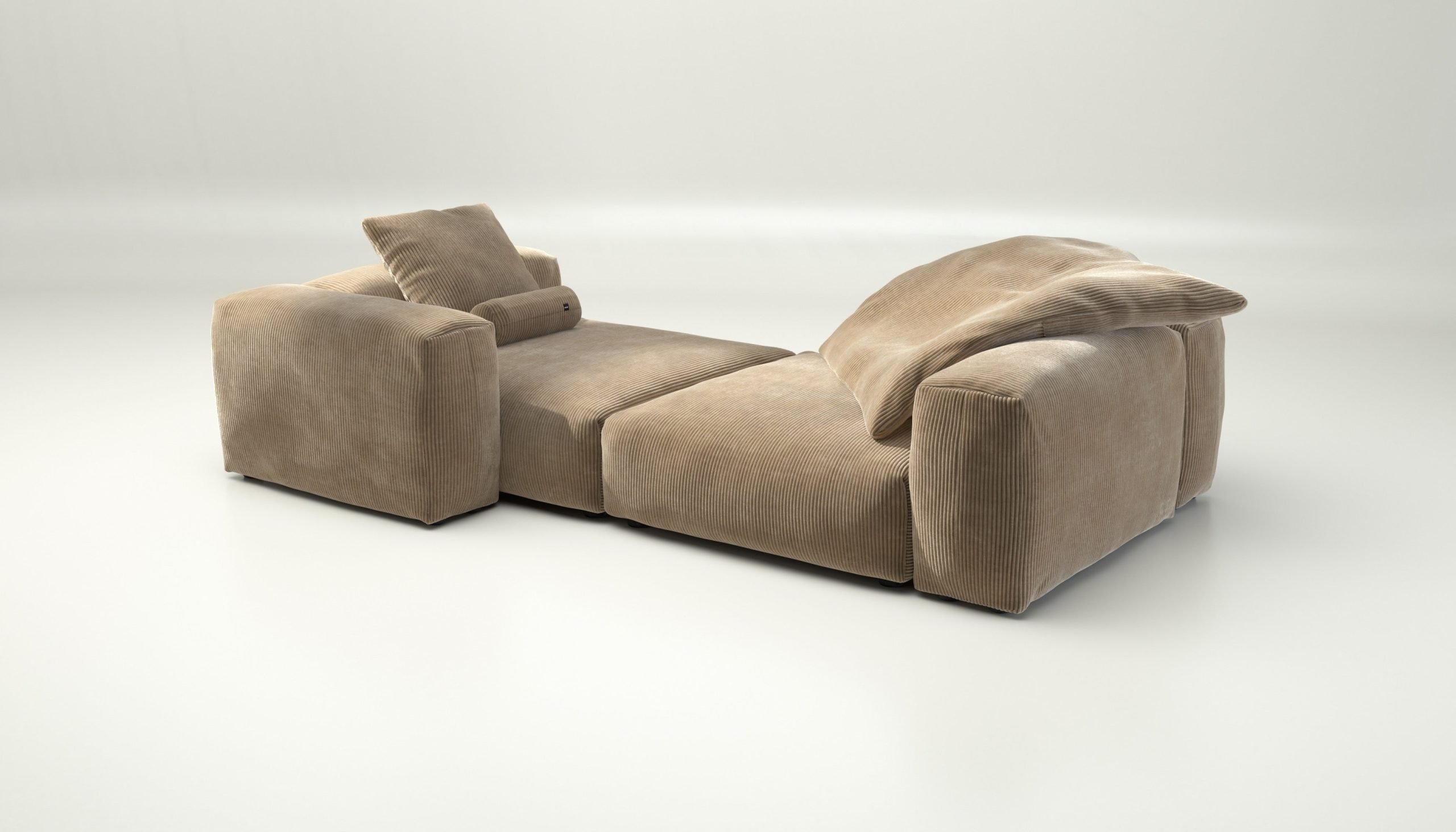 vetsak | Sofa Set 02 XLarge - cord velour - sand | Modular Sofa | 3.5 Seater | Big Sofa