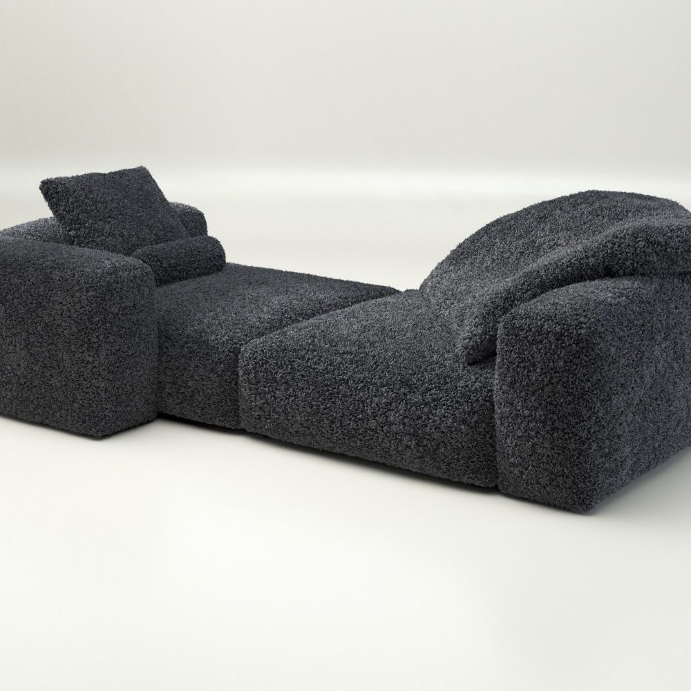 vetsak | Sofa Set 02 XLarge - doodle - dark grey | Modular Sofa | 3.5 Seater | Big Sofa