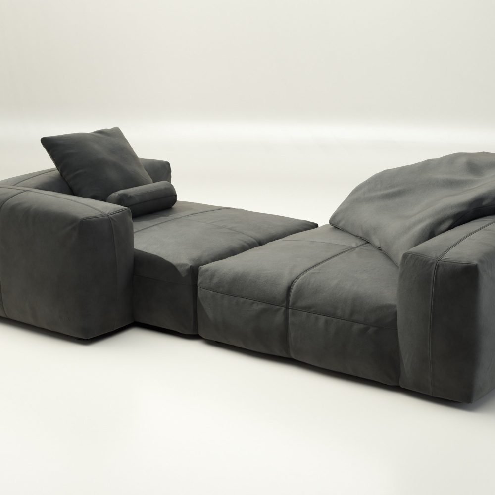 vetsak | Sofa Set 02 XLarge - leather - dark grey | Modular Sofa | 3.5 Seater | Big Sofa