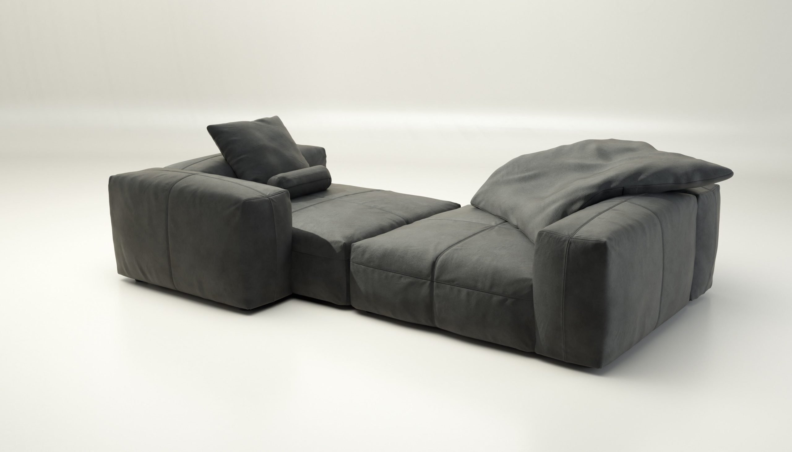 vetsak | Sofa Set 02 XLarge - leather - dark grey | Modular Sofa | 3.5 Seater | Big Sofa