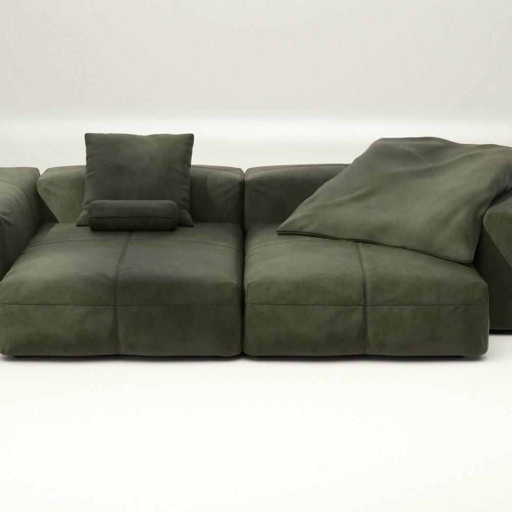 vetsak | Sofa Set 02 XLarge - leather - olive | Modular Sofa | 3.5 Seater | Big Sofa