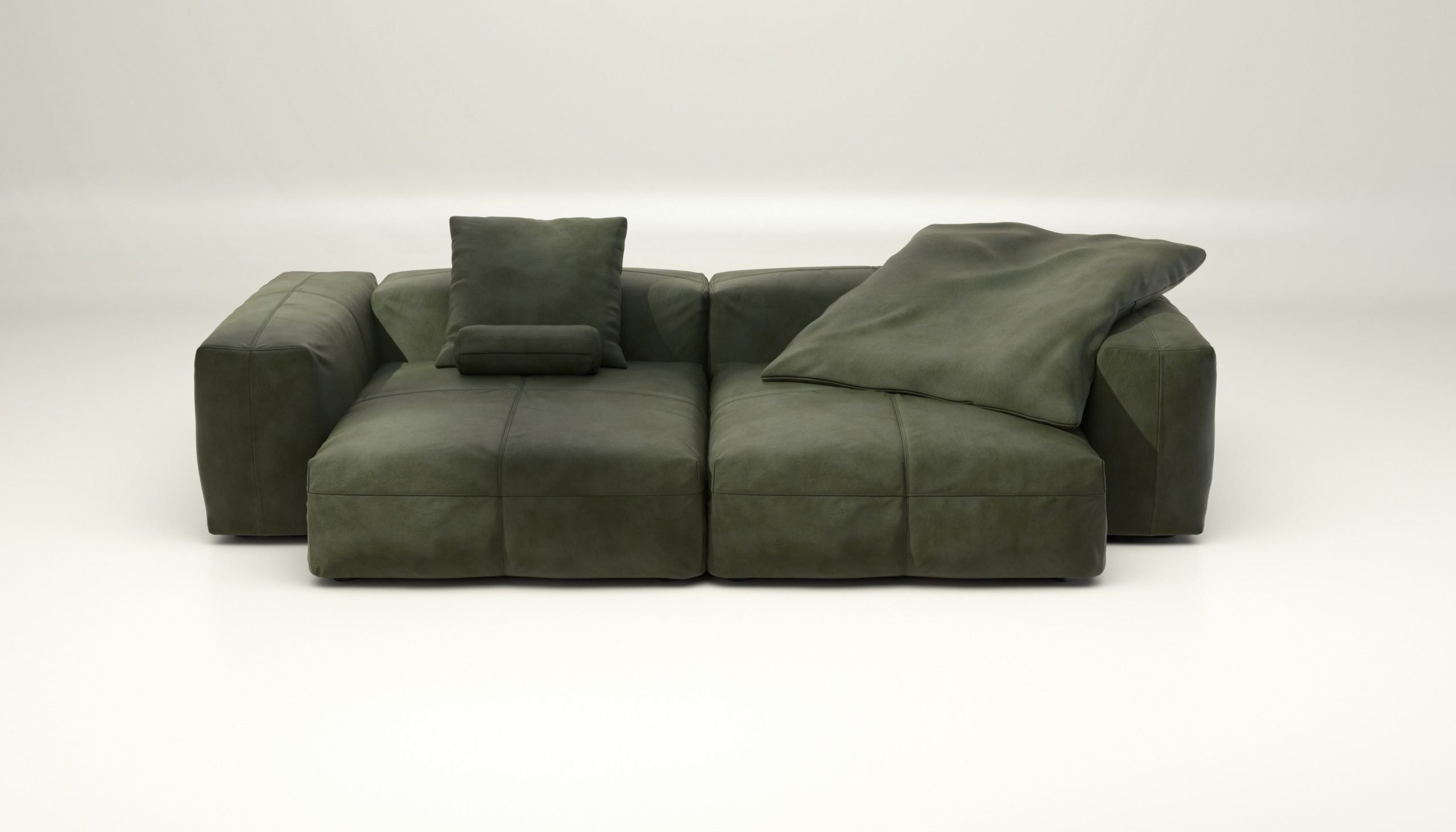 vetsak | Sofa Set 02 XLarge - leather - olive | Modular Sofa | 3.5 Seater | Big Sofa