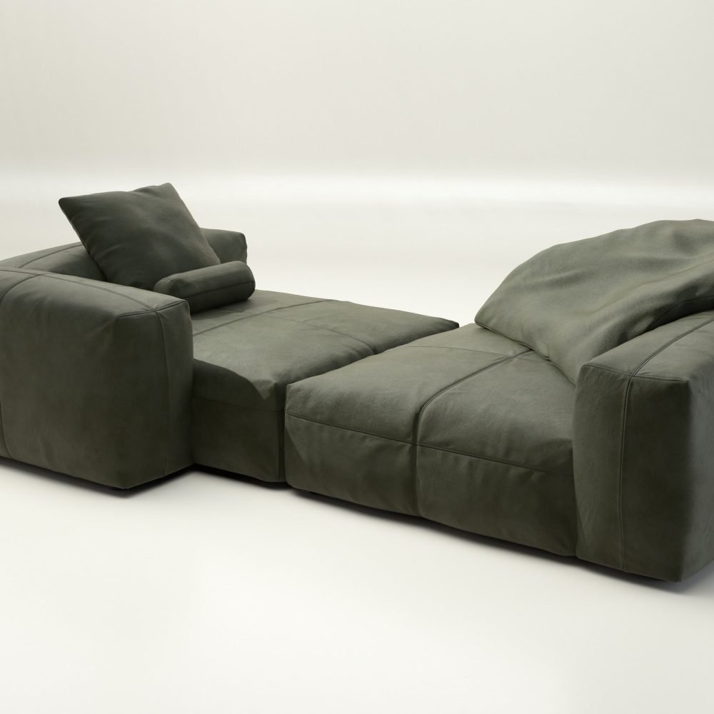 vetsak | Sofa Set 02 XLarge - leather - olive | Modular Sofa | 3.5 Seater | Big Sofa