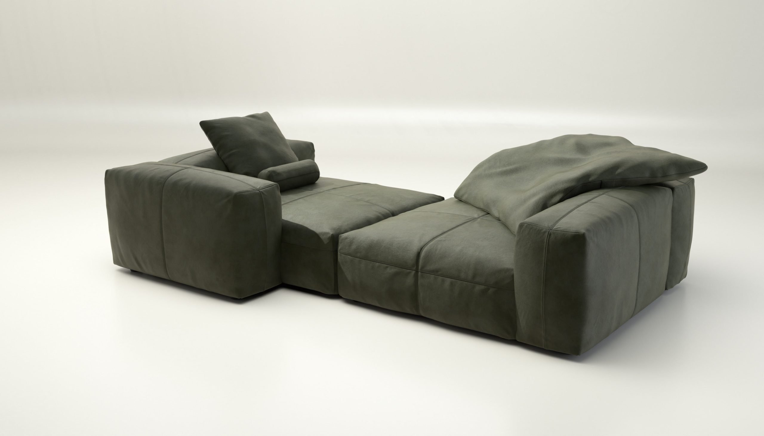 vetsak | Sofa Set 02 XLarge - leather - olive | Modular Sofa | 3.5 Seater | Big Sofa