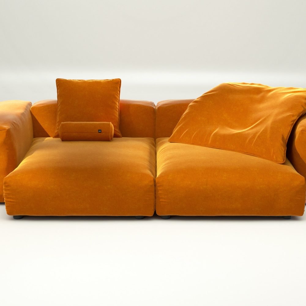 vetsak | Sofa Set 02 XLarge - suave - orange blaze | Modular Sofa | 3.5 Seater | Big Sofa