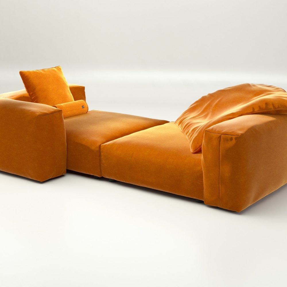 vetsak | Sofa Set 02 XLarge - suave - orange blaze | Modular Sofa | 3.5 Seater | Big Sofa
