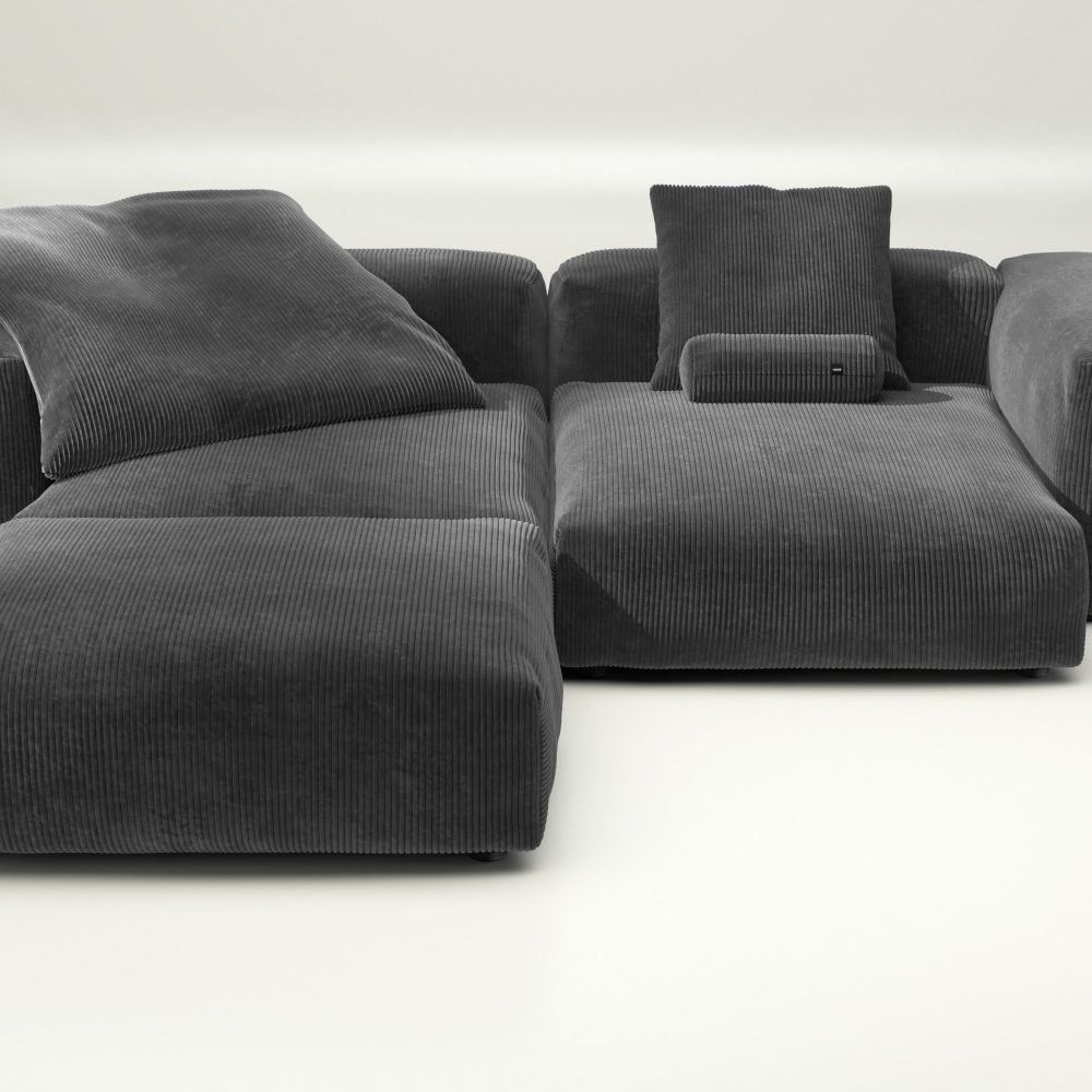 vetsak | Sofa Set 03 - cord velour - dark grey | Modular Sofa | 3.5 Seater | Big Sofa | Corner Sofa