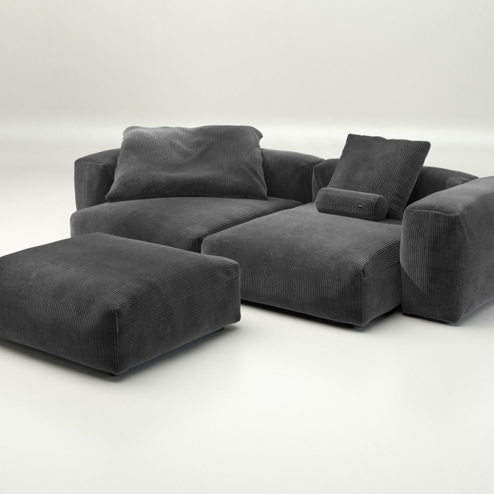 vetsak | Sofa Set 03 - cord velour - dark grey | Modular Sofa | 3.5 Seater | Big Sofa | Corner Sofa