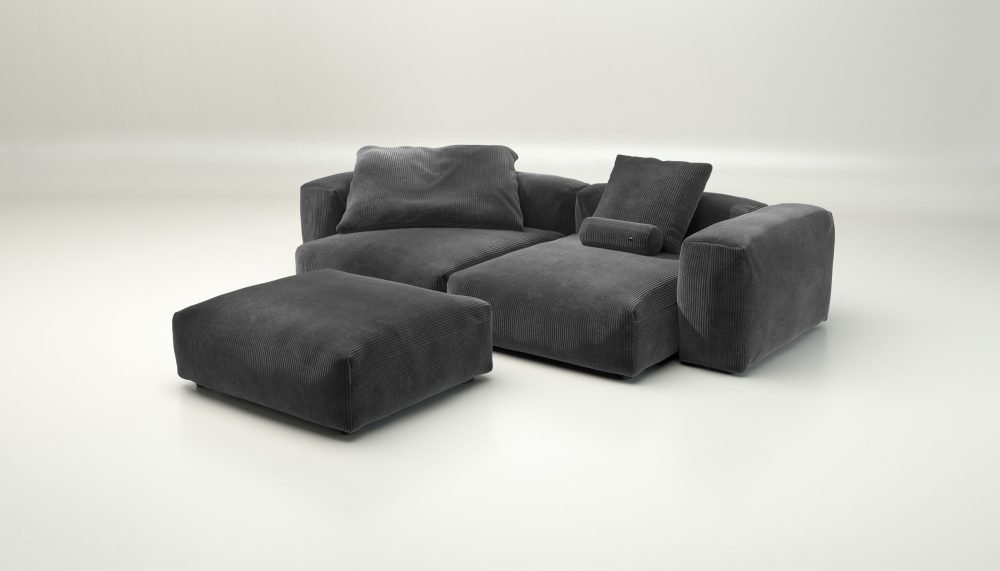 vetsak | Sofa Set 03 - cord velour - dark grey | Modular Sofa | 3.5 Seater | Big Sofa | Corner Sofa