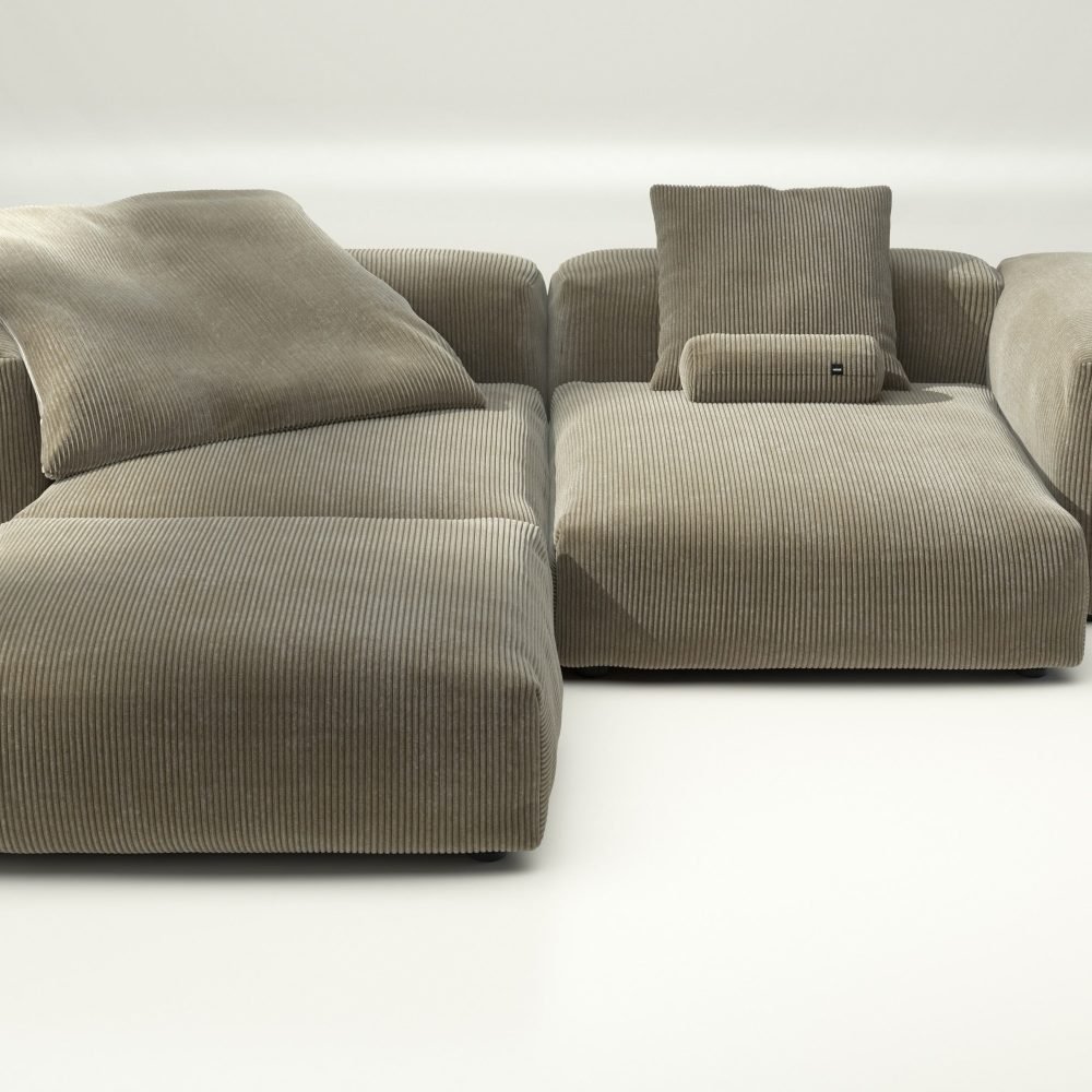 vetsak | Sofa Set 03 - cord velour - khaki | Modular Sofa | 3.5 Seater | Big Sofa | Corner Sofa