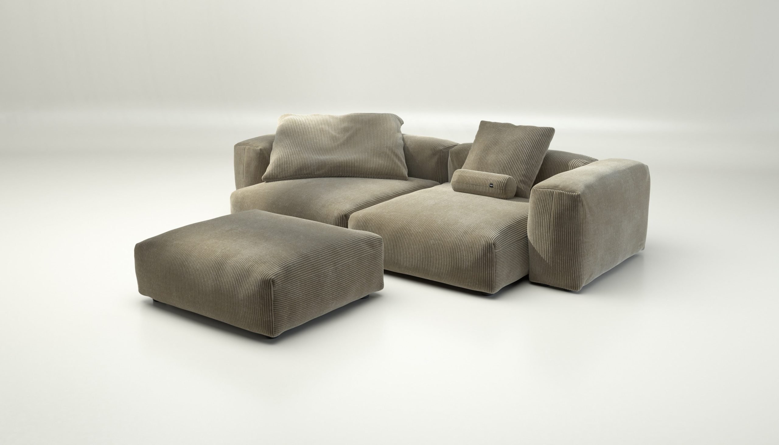 vetsak | Sofa Set 03 - cord velour - khaki | Modular Sofa | 3.5 Seater | Big Sofa | Corner Sofa