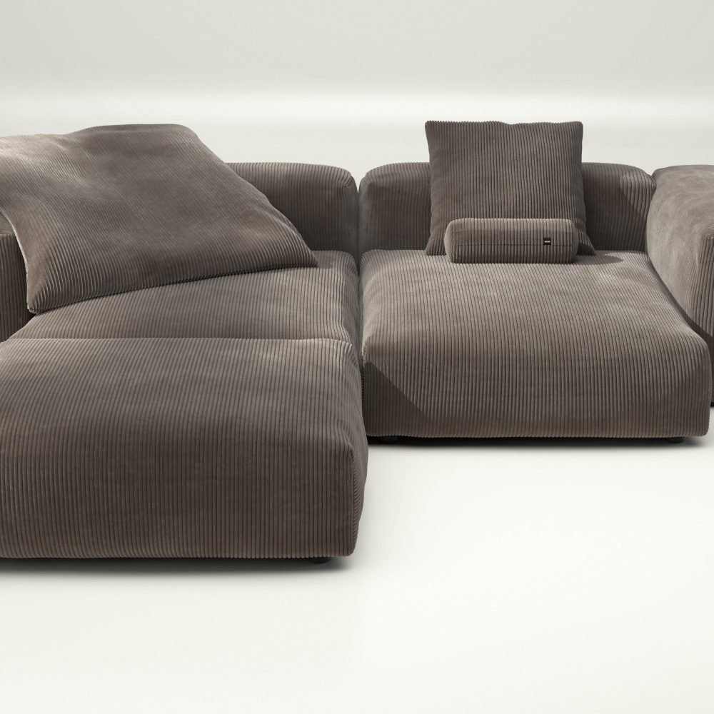vetsak | Sofa Set 03 - cord velour - mocha | Modular Sofa | 3.5 Seater | Big Sofa | Corner Sofa