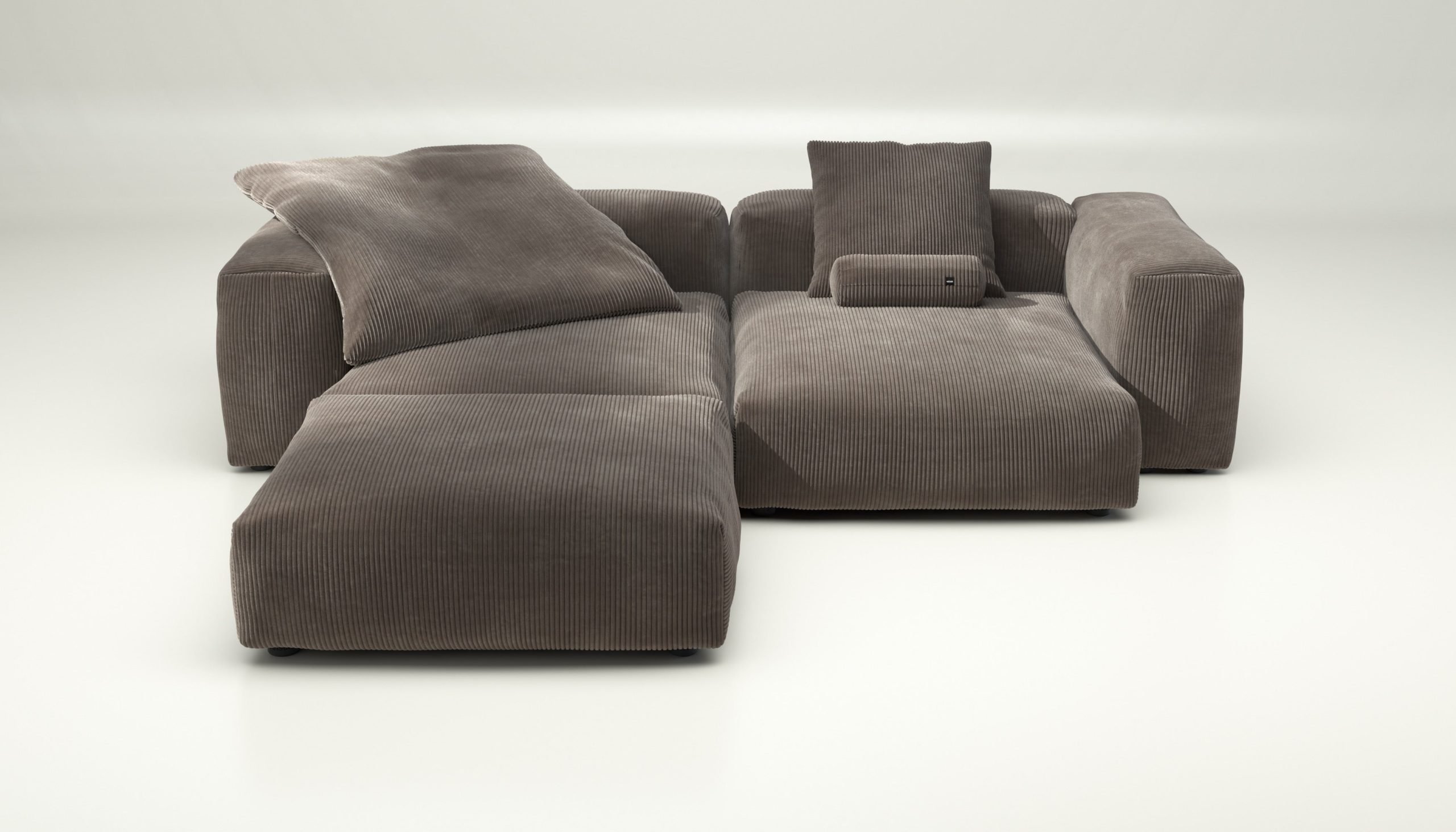 vetsak | Sofa Set 03 - cord velour - mocha | Modular Sofa | 3.5 Seater | Big Sofa | Corner Sofa