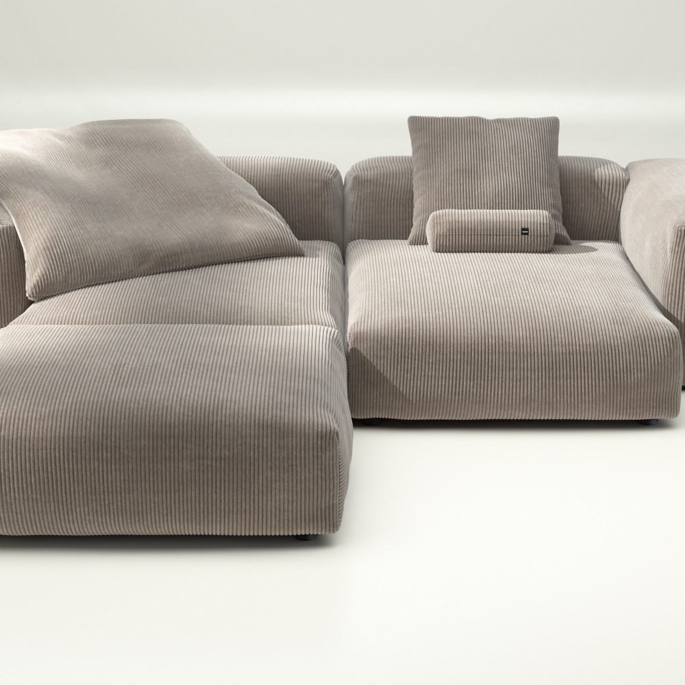 vetsak | Sofa Set 03 - cord velour - platinum | Modular Sofa | 3.5 Seater | Big Sofa | Corner Sofa